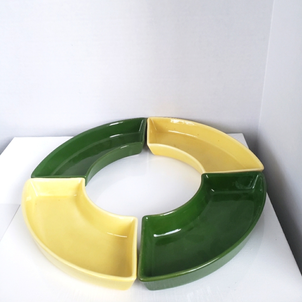 Green and Yellow Ceramic Serving Dish Set